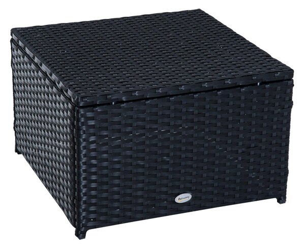 Set Salotto da Giardino in Rattan Sintetico Divano Pouf e Tavolino con Cuscini Nero