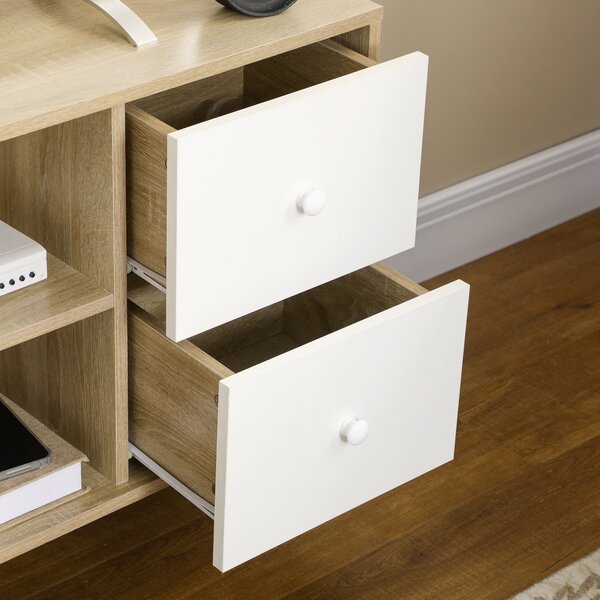 HOMCOM Mobile TV per TV fino a 45 pollici piedi in legno massiccio stile scandinavo 3 mensole 1 armadio 120 x 30 x 60 cm