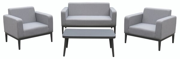 Set Salotto da Giardino in Tessuto Divano 2 Poltrone e Tavolino Bauer Vienna Grigio
