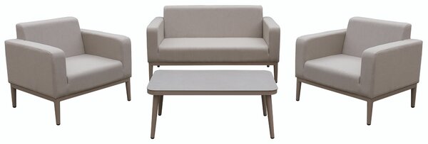 Set Salotto da Giardino in Tessuto Divano 2 Poltrone e Tavolino Bauer Vienna Beige