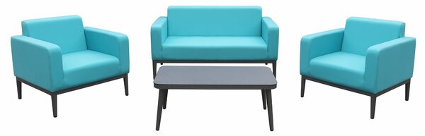 Set Salotto da Giardino in Tessuto Divano 2 Poltrone e Tavolino Bauer Vienna Azzurro