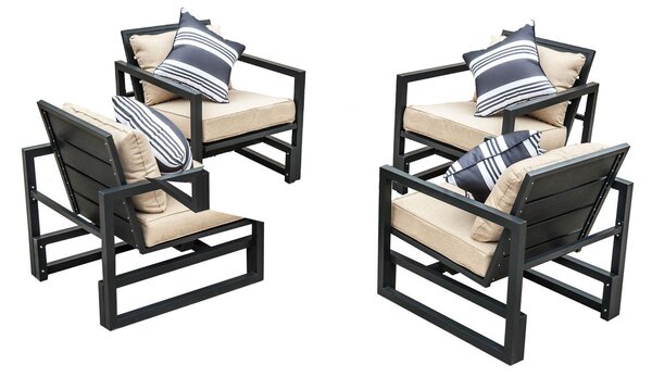 Set 4 Poltrone Eleganti da Esterno di Alta Qualità con Cuscini 70.6x83.1x81 cm