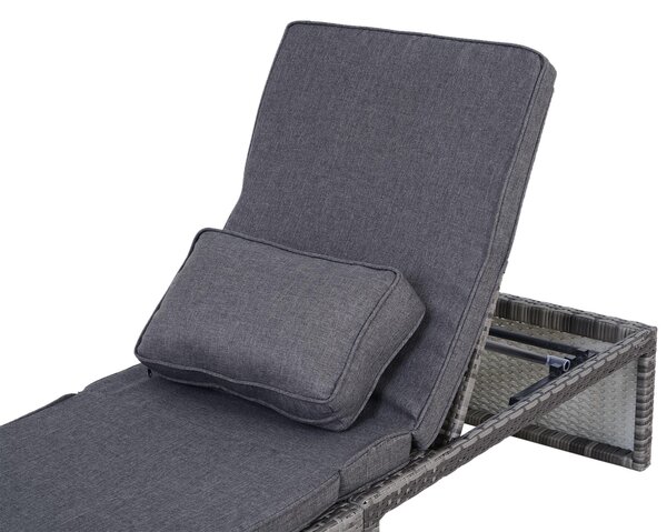 Divanetto da Esterno Trasformabile in Lettino in Rattan Sintetico con Cuscini Grigio