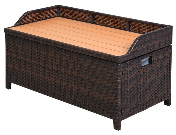 Baule Cassapanca da Esterno in Rattan Sintetico 102x51x51 cm Marrone