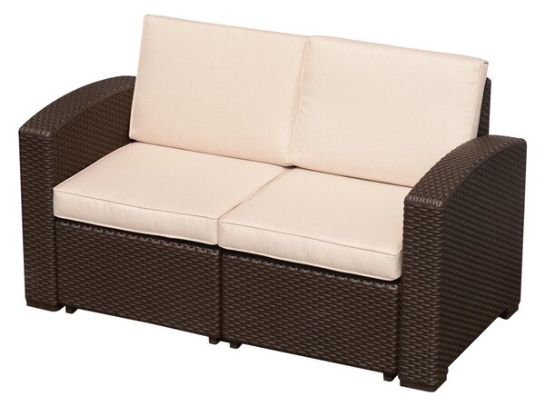 Divano 2 Posti da Giardino in Rattan Sintetico Marrone