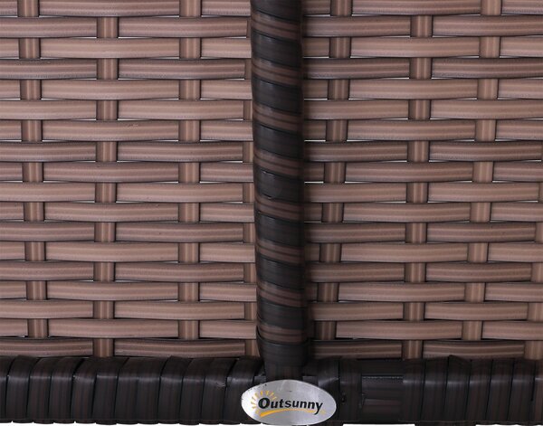 Set Salotto da Giardino in Rattan Sintetico Divano con Tetto e Tavolino Marrone e Bianco
