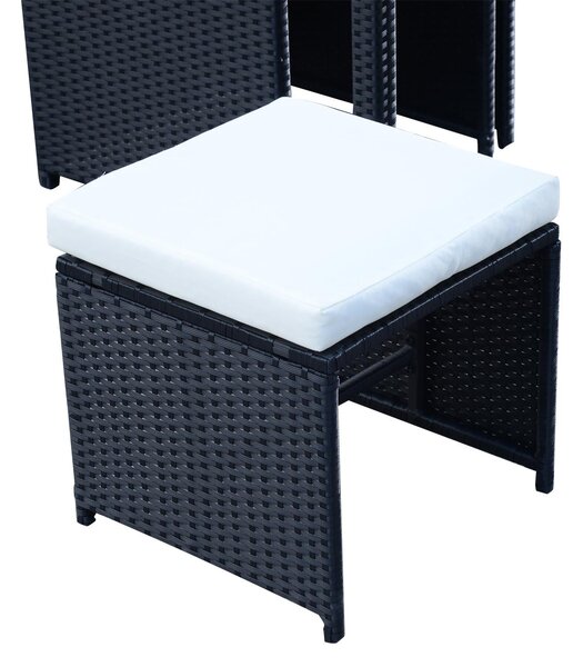 Set Salotto da Giardino in Rattan Sintetico 2 Poltrone Tavolo e 2 Poggiapiedi Nero