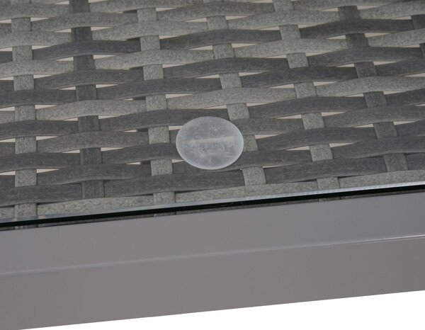 Set Salotto da Giardino in Rattan Sintetico Divano 2 Poltrone e Tavolino Grigio