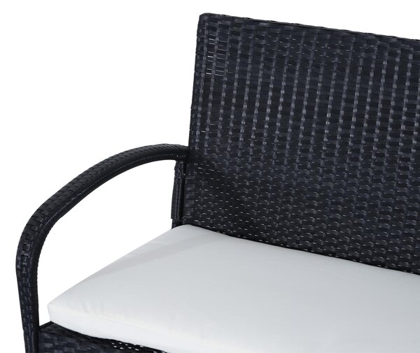 Set Salotto da Giardino in Rattan Sintetico Divano 2 Poltrone e Tavolino Nero