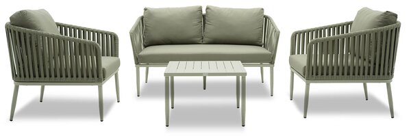 Set Salotto da Giardino in Alluminio e Corda Divano 2 Poltrone e Tavolino Boheme