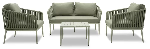 Set Salotto da Giardino in Alluminio e Corda Divano 2 Poltrone e Tavolino Boheme