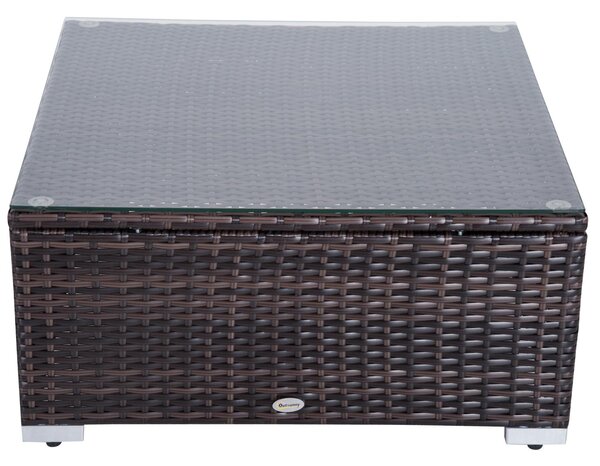 Set Salotto da Giardino in Rattan Sintetico 4 Poltrone Pouf e Tavolino Marrone