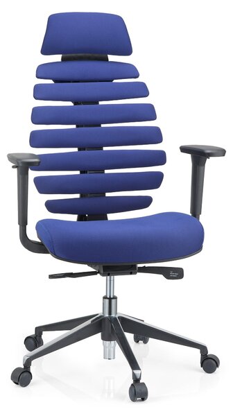 Hjh OFFICE Sedia da ufficio professionale ERGO LINE II PRO Sedia da scrivania ergonomica con braccioli (regolabili in altezza) in tessuto blu Sedia girevole per ufficio e casa