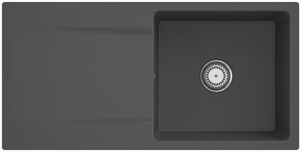 Lavello Villeroy&Boch con scolapiatti a sinistra, Siluet 60 Flat Graphite 980x490 mm, incl. set di scarico con comando manuale