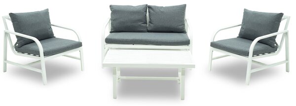 Set Salotto da Giardino in Alluminio Divano 2 Poltrone e Tavolino Sirio