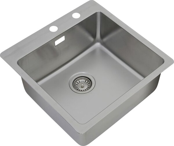 Lavabo da incasso Chicago, resistente alla corrosione e al calore, 50 x 50 cm, acciaio inox