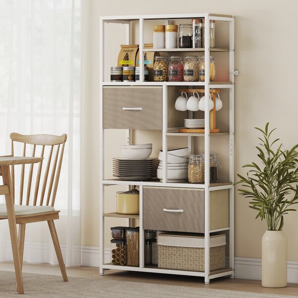 HOMCOM Scaffale contenitore 6 livelli, libreria con 2 cassetti in tessuto, 9 ripiani aperti, 72,5 x 30 x 150 cm, bianco | Aosom Italy