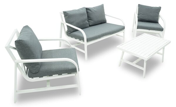 Set Salotto da Giardino in Alluminio Divano 2 Poltrone e Tavolino Sirio