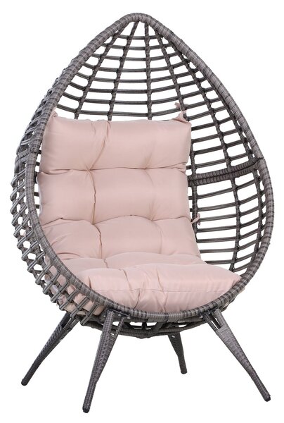 Poltrona da Giardino in Vimini 101x89x156 cm con Cuscino Beige
