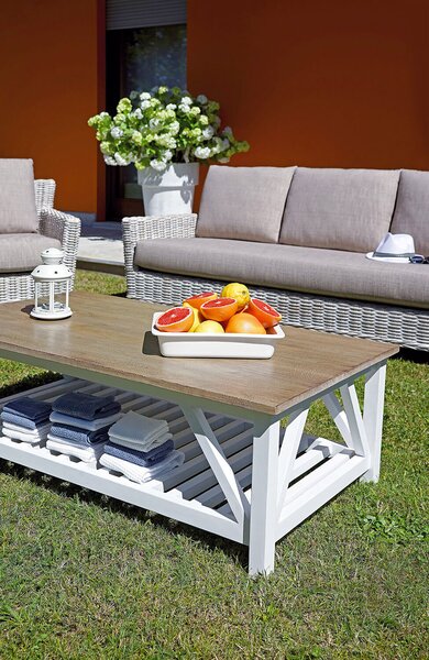 Set Salotto da Giardino in Grey Kubu Sbiancato Divano 2 Poltrone e Tavolino Vorghini Jaipur