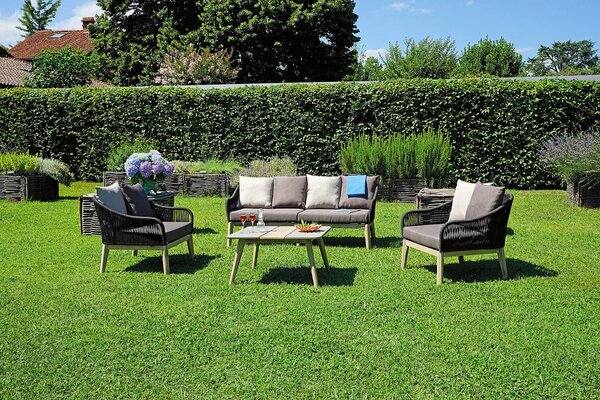 Set Salotto da Giardino in Alluminio Divano 2 Poltrone e Tavolino Vorghini Sanremo