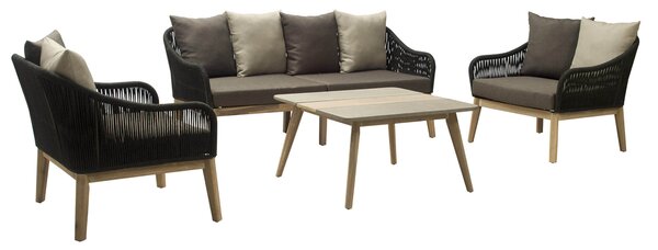 Set Salotto da Giardino in Alluminio Divano 2 Poltrone e Tavolino Vorghini Sanremo