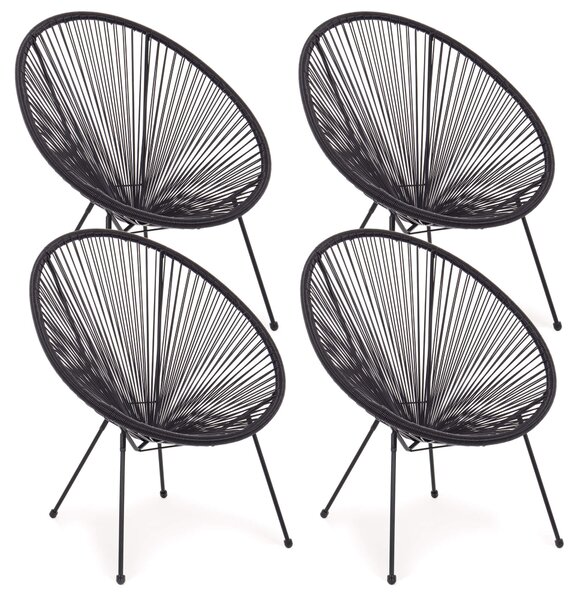 Poltrona da Giardino 72x78x89 cm in Acciaio e Corda Parker Nero