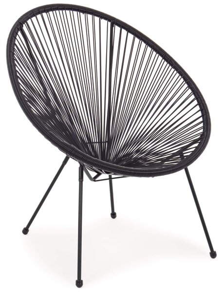 Poltrona da Giardino 72x78x89 cm in Acciaio e Corda Parker Nero