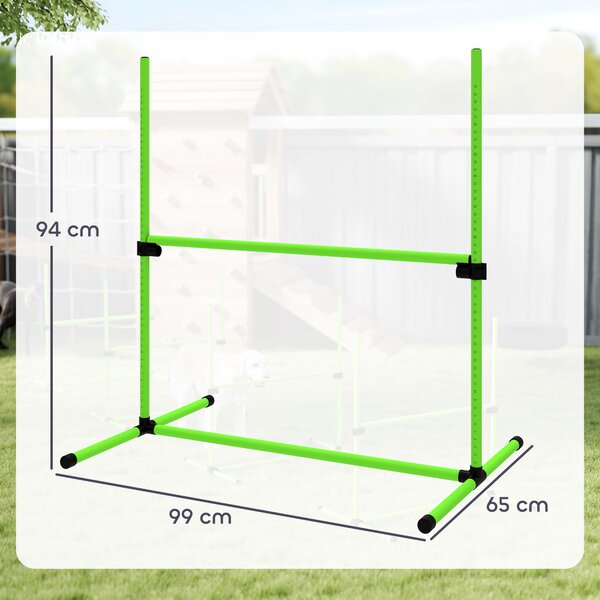 PawHut Set Agility per cani 4 pezzi regolabile in altezza - attrezzatura Agility con 4 sbarre, borsa da trasporto, 99 x 65 x 94 cm, Verde | Aosom Italy
