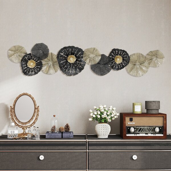 HOMCOM Quadro da parete, ornamento murale con cornice metallica, stile moderno, Nero+Oro | Aosom Italy