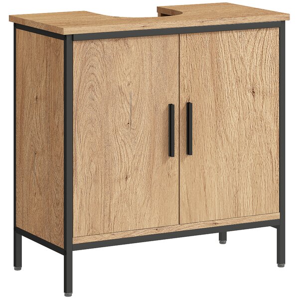 HOMCOM Mobile sottolavabo, mobile bagno con 2 ante e ripiano regolabile, stile moderno, 60 x 30 x 60 cm, rovere | Aosom Italy