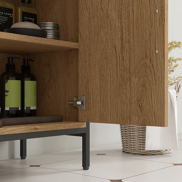 HOMCOM Mobile sottolavabo, mobile bagno con 2 ante e ripiano regolabile, stile moderno, 60 x 30 x 60 cm, rovere | Aosom Italy