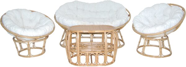 Set da Giardino Divano Poltrone e Tavolino in Canna Manao Morel Papasan