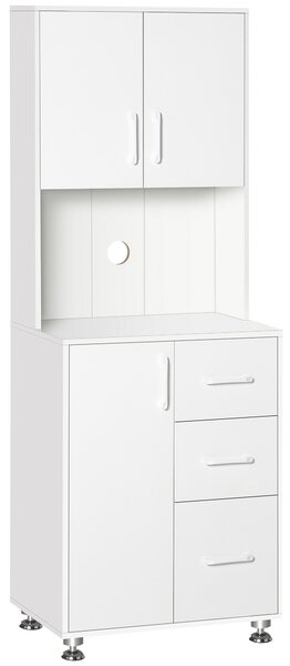 HOMCOM Buffet alto cucina, armadio da cucina con 3 porte, 3 cassetti e piano di lavoro, 60 x 40 x 160 cm, bianco | Aosom Italy