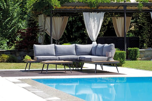 Set Salotto da Giardino in Alluminio Divano Angolare e Tavolino Vorghini Corner Malmo