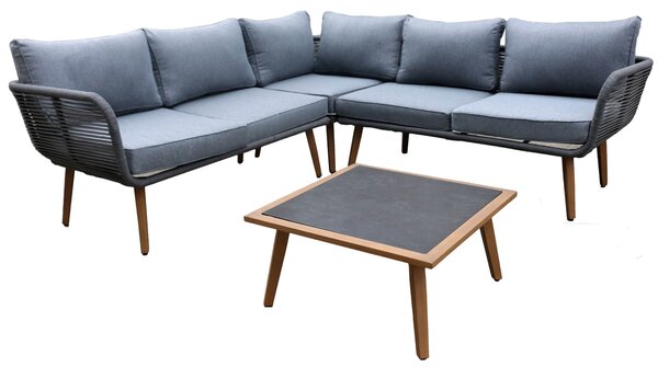 Set Salotto da Giardino in Alluminio Divano Angolare e Tavolino Vorghini Corner Oslo