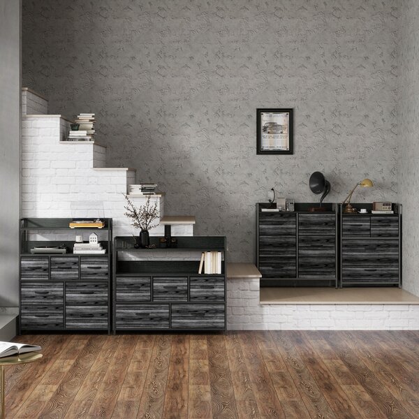 HOMCOM Cassettiera, sideboard, 4 cassetti in tessuto, design industriale, 60x29x85cm, Nero | Aosom Italy