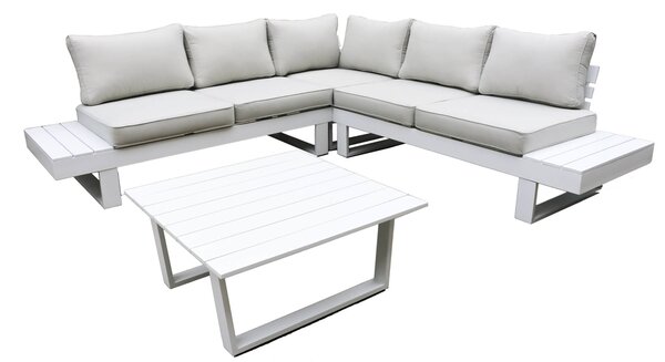 Set Salotto da Giardino in Alluminio Divano Angolare e Tavolino Vorghini Corner Bergen