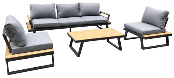 Set Salotto da Giardino in Alluminio Divano 2 Poltrone e Tavolino Vorghini Amburgo