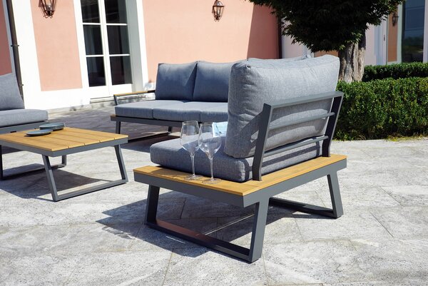 Set Salotto da Giardino in Alluminio Divano 2 Poltrone e Tavolino Vorghini Amburgo
