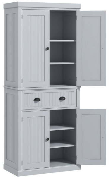 HOMCOM Armadio da cucina buffet cucina multi-scomparti ripiani regolabili 4 ante grande cassetto 76,2 x 40,2 x 183 cm grigio | Aosom Italy