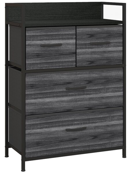 HOMCOM Cassettiera, sideboard, 4 cassetti in tessuto, design industriale, 60x29x85cm, Nero | Aosom Italy