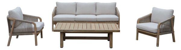 Set Salotto da Giardino in Alluminio Divano 2 Poltrone e Tavolino Vorghini Lipsia