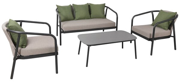 Set Salotto da Giardino in Alluminio Divano 2 Poltrone e Tavolino Vorghini Lubecca