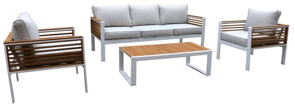 Set Salotto da Giardino in Alluminio Divano 2 Poltrone e Tavolino Vorghini Colonia