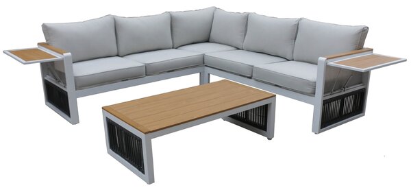 Set Salotto da Giardino in Alluminio Divano Angolare e Tavolino Vorghini Corner Odense
