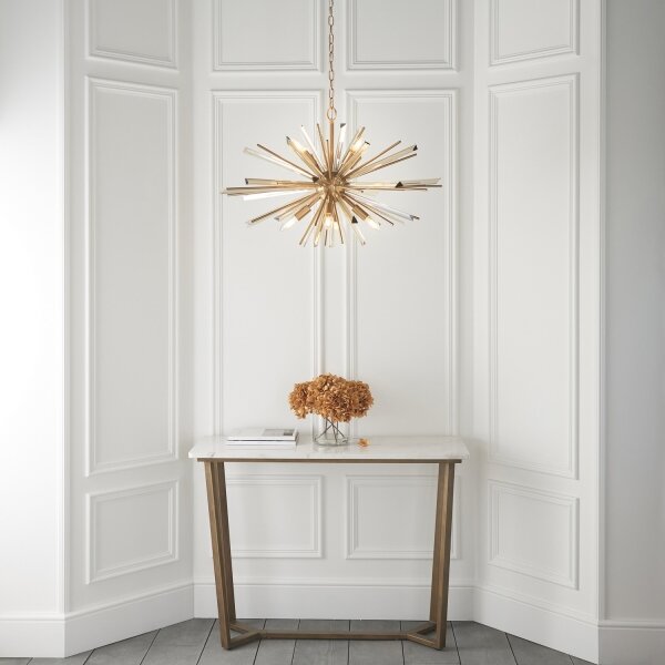 Endon 81935 - Lampadario a catena 8xE14/40W/230V, finitura dorata