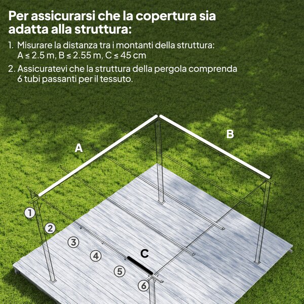 Outsunny Tetto per Gazebo Pergola con 10 Fori di Drenaggio in Poliestere, 250x255 cm, per Pergola 3x3m, Crema | Aosom Italy