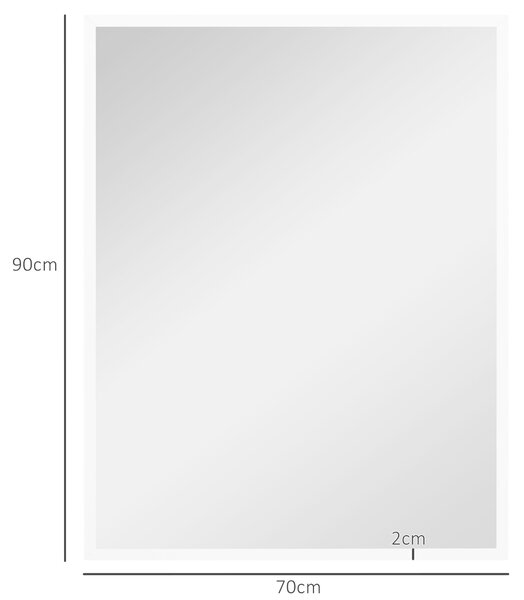HOMCOM Specchio da parete rettangolare 90 x 70 cm, cornice in legno bianca, ideale per bagno, soggiorno o camera | Aosom Italy