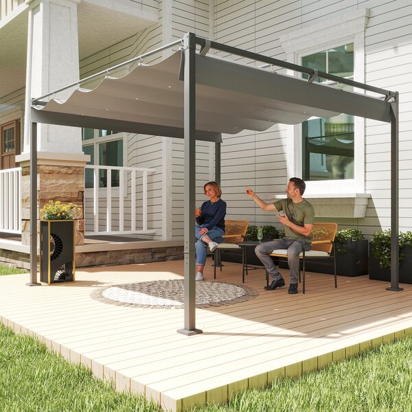 Outsunny Pergola da giardino 3 x 3 m con tetto retrattile, gazebo, copertura per ombra, UPF30+, Grigio | Aosom Italy